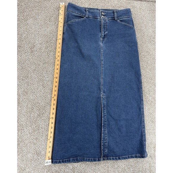 VTG Caribbean Joe Jean Midi Maxi Prairie Skirt Sz 10 Western Cottagecore 90s Y2K - Picture 8 of 9